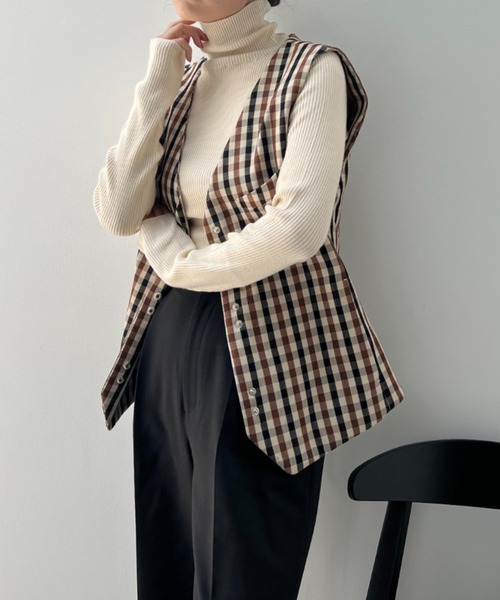 y/m by misato（イムバイミサト）の「リブタートルトップス（ニット/セーター・レディース・ブラック/オレンジ/グリーン/アイボリー・FREE）」の18枚目の写真