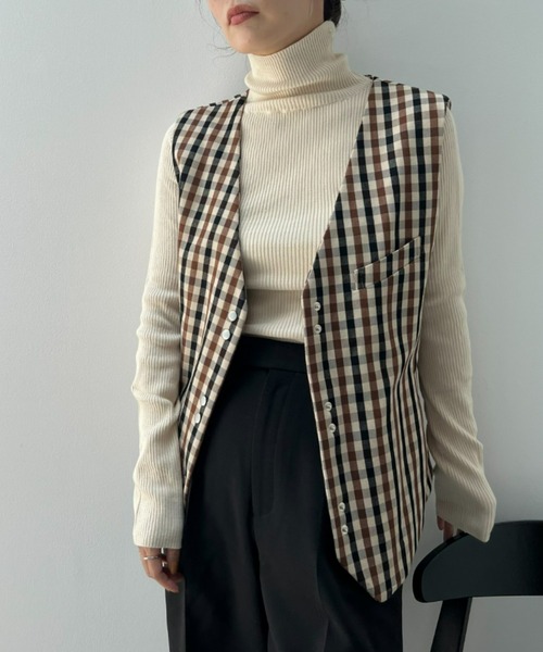 y/m by misato（イムバイミサト）の「リブタートルトップス（ニット/セーター・レディース・ブラック/オレンジ/グリーン/アイボリー・FREE）」の19枚目の写真