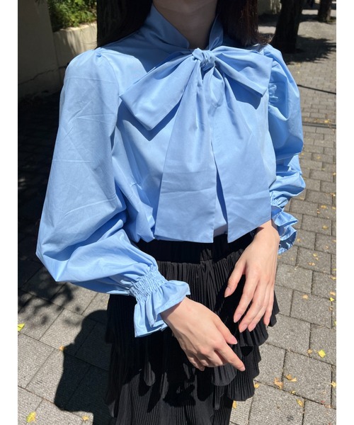 PHILLY(フィリー)の「【PHILLY】リボン付きブラウス(シャツ/ブラウス・レディース・ホワイト/ブラック/ブルー・FREE)」の3枚目の写真