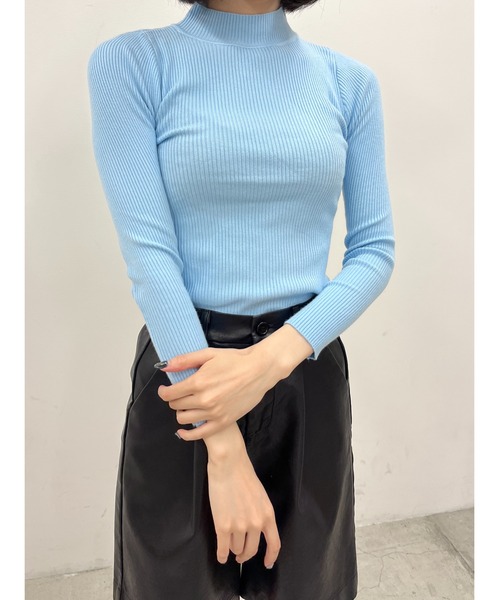 PHILLY（フィリー）の「カラーリブニットソー（ニット/セーター・レディース・ブラック/ブラウン/サックスブルー/グリーン/アイボリー/ライトパープル・FREE）」の5枚目の写真