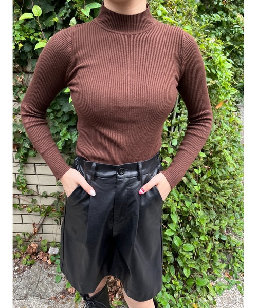 PHILLY（フィリー）の「カラーリブニットソー（ニット/セーター・レディース・ブラック/ブラウン/サックスブルー/グリーン/アイボリー/ライトパープル・FREE）」の19枚目の写真