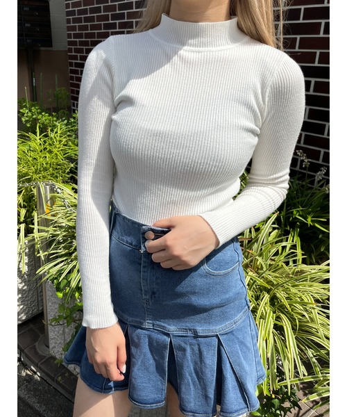 PHILLY（フィリー）の「カラーリブニットソー（ニット/セーター・レディース・ブラック/ブラウン/サックスブルー/グリーン/アイボリー/ライトパープル・FREE）」の15枚目の写真