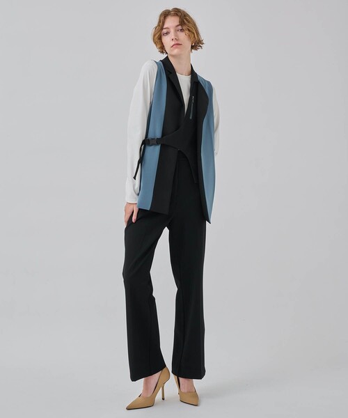 CITY TOKYO(シティトウキョウ)の「T/Rパイピングセミフレアパンツ(その他パンツ・レディース・ブラック/ベージュ/ブルー・1/2)」の15枚目の写真