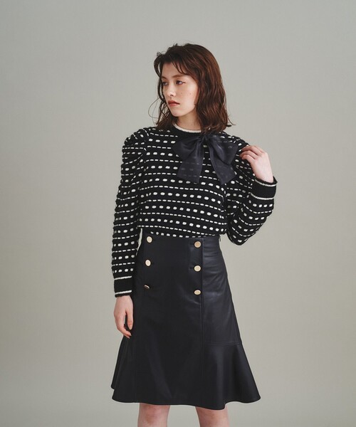 GRACE CONTINENTAL(グレースコンチネンタル)の「タックギャザーニットトップ(ニット/セーター・レディース・ブルー/ブラック・36)」の1枚目の写真