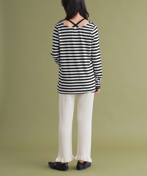 osharewalker（オシャレウォーカー）の「『裾フリルケーブルニットレギパン』（その他パンツ・レディース・アイボリー/ブルーグリーン/チャコール・1/2）」の8枚目の写真