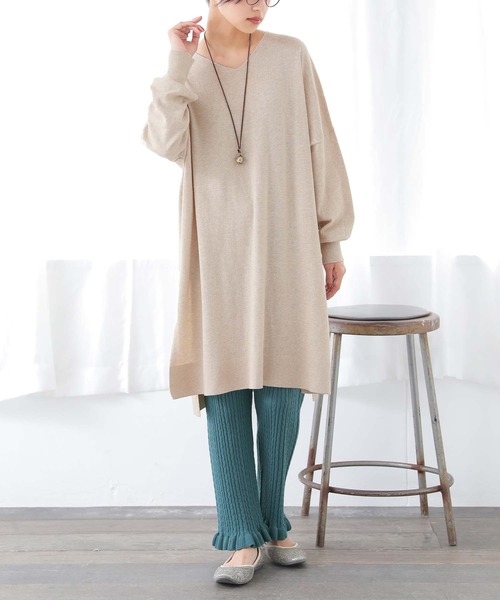 osharewalker（オシャレウォーカー）の「『裾フリルケーブルニットレギパン』（その他パンツ・レディース・アイボリー/ブルーグリーン/チャコール・1/2）」の12枚目の写真