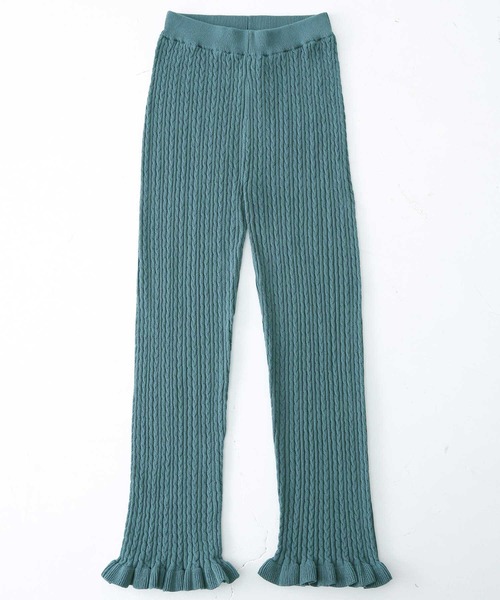 osharewalker（オシャレウォーカー）の「『裾フリルケーブルニットレギパン』（その他パンツ・レディース・アイボリー/ブルーグリーン/チャコール・1/2）」の21枚目の写真
