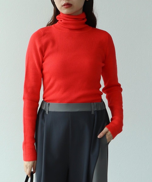 Cepica（セピカ）の「カラーリブタートルニットプルオーバー（ニット/セーター・レディース・ライム/オレンジ/ピンク/ブルー/グリーン・FREE）」の2枚目の写真