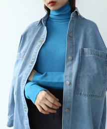 カラーリブタートルニットプルオーバー