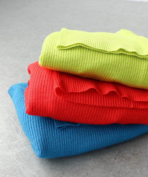 Cepica（セピカ）の「カラーリブタートルニットプルオーバー（ニット/セーター・レディース・ライム/オレンジ/ピンク/ブルー/グリーン・FREE）」の14枚目の写真