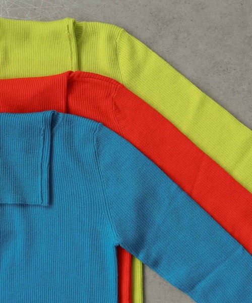 Cepica（セピカ）の「カラーリブタートルニットプルオーバー（ニット/セーター・レディース・ライム/オレンジ/ピンク/ブルー/グリーン・FREE）」の15枚目の写真