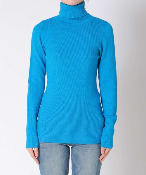 Cepica（セピカ）の「カラーリブタートルニットプルオーバー（ニット/セーター・レディース・ライム/オレンジ/ピンク/ブルー/グリーン・FREE）」の6枚目の写真