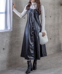 clear | フェイクレザーフロントボタンジャンスカ≪2022AW新作≫(ワンピース)