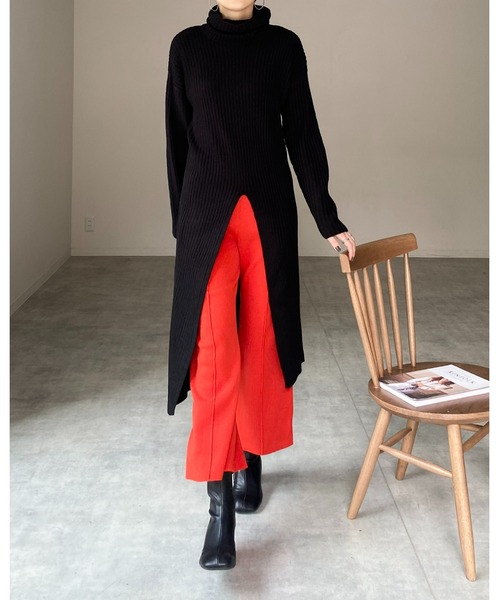 She's Closet(シーズクローゼット)の「前後2WAYハイネックタイトスリット長袖リブニットロングワンピース(ワンピース・レディース・ブラック/グリーン/グレイッシュベージュ・FREE)」の16枚目の写真