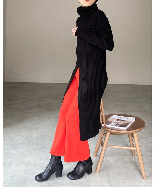 She's Closet(シーズクローゼット)の「前後2WAYハイネックタイトスリット長袖リブニットロングワンピース(ワンピース・レディース・ブラック/グリーン/グレイッシュベージュ・FREE)」の17枚目の写真