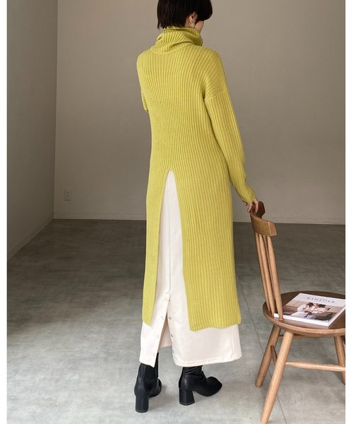 She's Closet(シーズクローゼット)の「前後2WAYハイネックタイトスリット長袖リブニットロングワンピース(ワンピース・レディース・ブラック/グリーン/グレイッシュベージュ・FREE)」の21枚目の写真