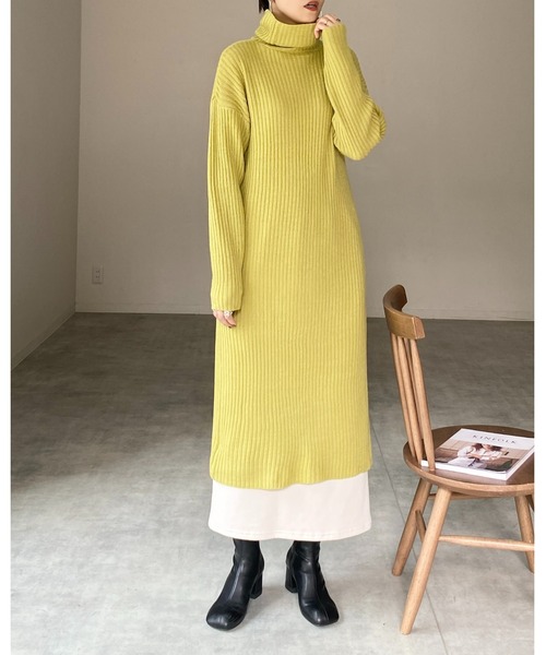 She's Closet(シーズクローゼット)の「前後2WAYハイネックタイトスリット長袖リブニットロングワンピース(ワンピース・レディース・ブラック/グリーン/グレイッシュベージュ・FREE)」の22枚目の写真