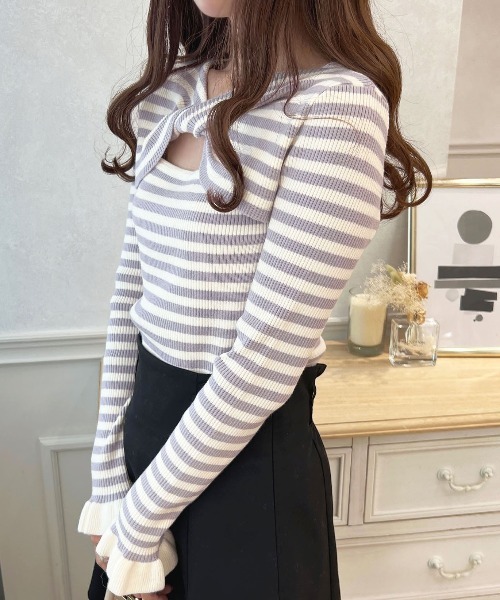apres jour(アプレジュール)の「フロントオープンねじりトップス【ZOZOTOWN限定アイテム】(ニット/セーター・レディース・ブルー/モカ/ブラック・X-LARGE/フリー)」の22枚目の写真