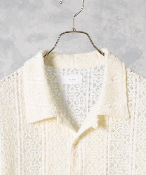 ln fortis(ロンフォルティス)の「ln fortis - フラワーパターンレースシャツ(シャツ/ブラウス・メンズ・ホワイト/ブラック・SMALL/MEDIUM)」の5枚目の写真