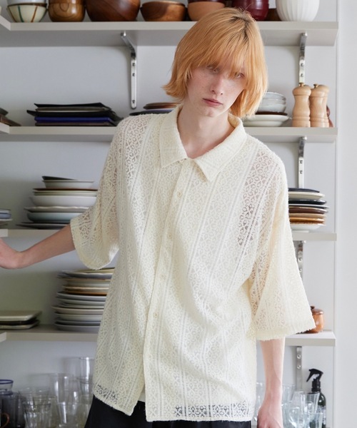 ln fortis(ロンフォルティス)の「ln fortis - フラワーパターンレースシャツ(シャツ/ブラウス・メンズ・ホワイト/ブラック・SMALL/MEDIUM)」の14枚目の写真