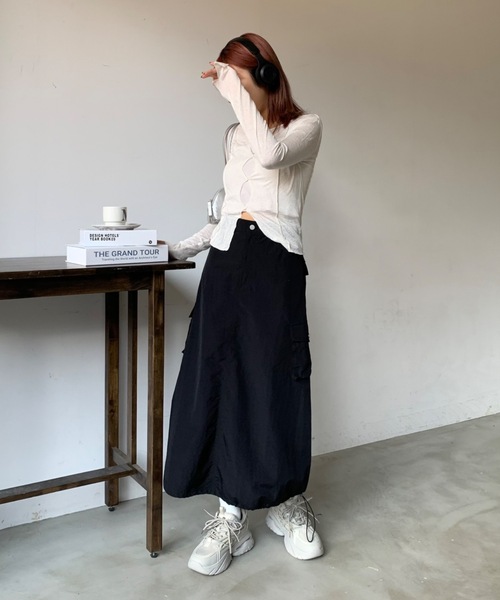 SHAGGIE（シャギー）の「ボートネックスラブフロントホールシアールーズトップス（Tシャツ/カットソー・レディース・イエロー/ブラック/ナチュラル/ピンク/チャコールグレー・FREE）」の19枚目の写真