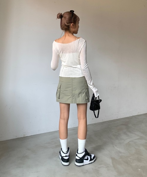 SHAGGIE（シャギー）の「ボートネックスラブフロントホールシアールーズトップス（Tシャツ/カットソー・レディース・イエロー/ブラック/ナチュラル/ピンク/チャコールグレー・FREE）」の15枚目の写真