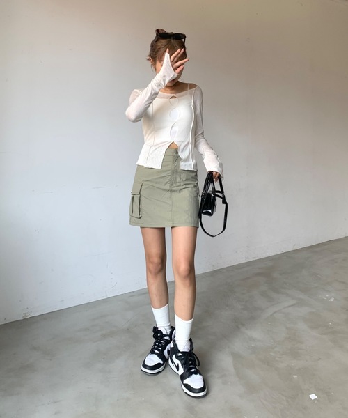 SHAGGIE（シャギー）の「ボートネックスラブフロントホールシアールーズトップス（Tシャツ/カットソー・レディース・イエロー/ブラック/ナチュラル/ピンク/チャコールグレー・FREE）」の14枚目の写真