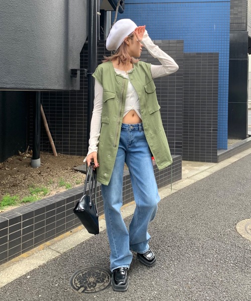 SHAGGIE（シャギー）の「ボートネックスラブフロントホールシアールーズトップス（Tシャツ/カットソー・レディース・イエロー/ブラック/ナチュラル/ピンク/チャコールグレー・FREE）」の16枚目の写真