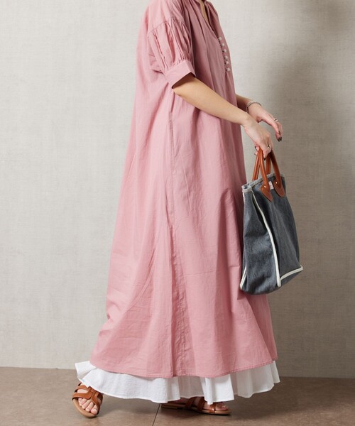 FREAK'S STORE（フリークスストア）の「【限定展開】 インド 組紐 スキッパー ワンピース（ワンピース・レディース・ラベンダー/ブルー/ブルーグリーン/イエロー/オフホワイト/ピンク/ブラック・MEDIUM/SMALL）」の18枚目の写真