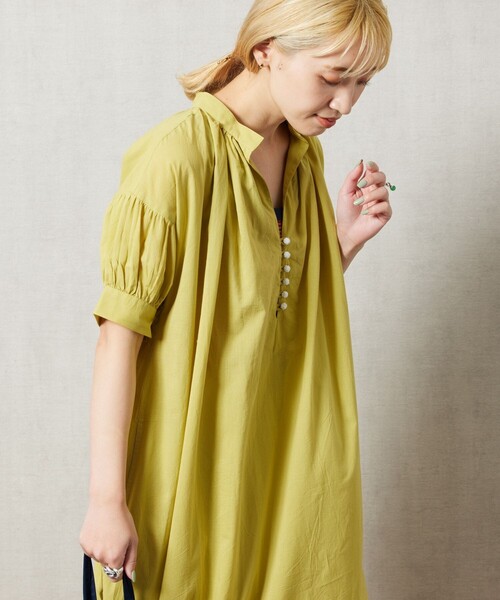 FREAK'S STORE（フリークスストア）の「【限定展開】 インド 組紐 スキッパー ワンピース（ワンピース・レディース・ラベンダー/ブルー/ブルーグリーン/イエロー/オフホワイト/ピンク/ブラック・MEDIUM/SMALL）」の14枚目の写真