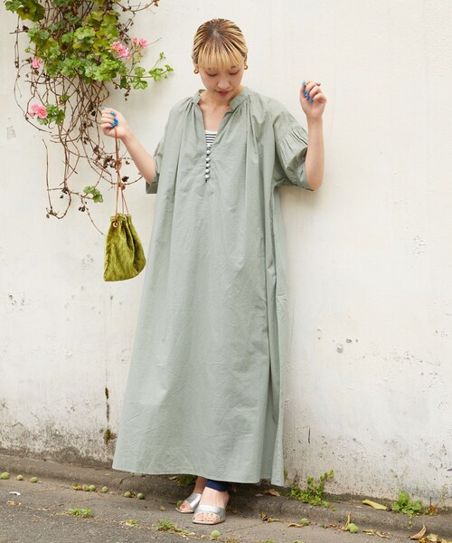 FREAK'S STORE（フリークスストア）の「【限定展開】 インド 組紐 スキッパー ワンピース（ワンピース・レディース・ラベンダー/ブルー/ブルーグリーン/イエロー/オフホワイト/ピンク/ブラック・MEDIUM/SMALL）」の19枚目の写真