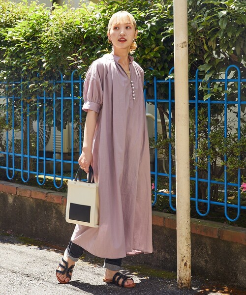 FREAK'S STORE（フリークスストア）の「【限定展開】 インド 組紐 スキッパー ワンピース（ワンピース・レディース・ラベンダー/ブルー/ブルーグリーン/イエロー/オフホワイト/ピンク/ブラック・MEDIUM/SMALL）」の20枚目の写真