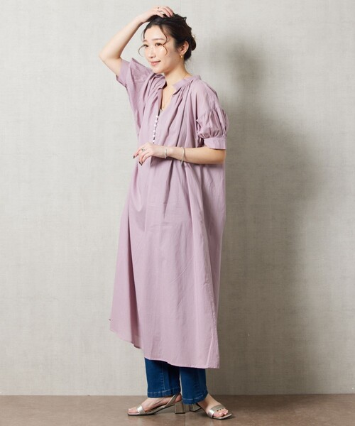 FREAK'S STORE（フリークスストア）の「【限定展開】 インド 組紐 スキッパー ワンピース（ワンピース・レディース・ラベンダー/ブルー/ブルーグリーン/イエロー/オフホワイト/ピンク/ブラック・MEDIUM/SMALL）」の16枚目の写真