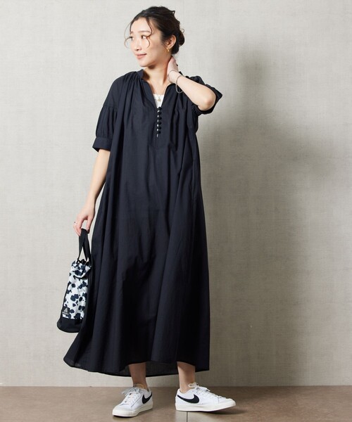 FREAK'S STORE（フリークスストア）の「【限定展開】 インド 組紐 スキッパー ワンピース（ワンピース・レディース・ラベンダー/ブルー/ブルーグリーン/イエロー/オフホワイト/ピンク/ブラック・MEDIUM/SMALL）」の12枚目の写真