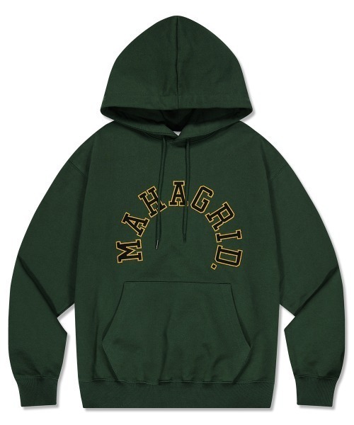 MAHAGRID(マハグリッド)の「『mahagrid/マハグリッド』ROUND LOGO APPLIQUE HOODIE/ラウンドロゴ アップリケプルオーバーパーカー(パーカー・レディース・グレー/グリーン/ネイビー・M/L/XL/S)」の3枚目の写真