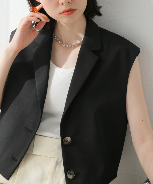 美品 ジャーナルスタンダード サマーオックスベスト ジレ ブラック