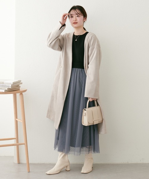 natural couture（ナチュラルクチュール）の「WEB限定/2サイズ展開/23SS/カシュクールニットチュールワンピース（ワンピース・レディース・グレイッシュベージュ/カーキ/ブラック・SMALL/MEDIUM）」の18枚目の写真