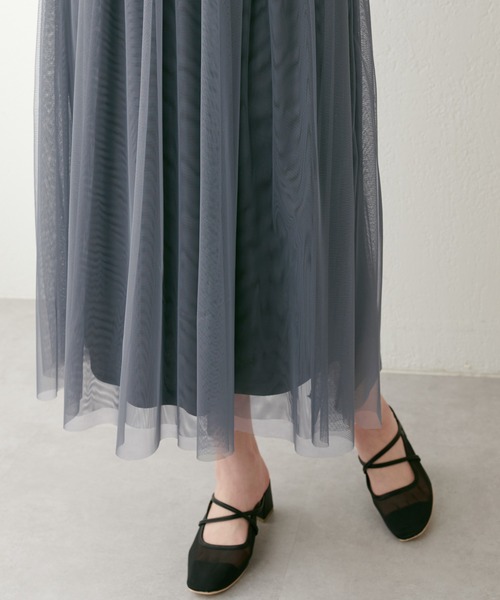 natural couture（ナチュラルクチュール）の「WEB限定/2サイズ展開/23SS/カシュクールニットチュールワンピース（ワンピース・レディース・グレイッシュベージュ/カーキ/ブラック・SMALL/MEDIUM）」の11枚目の写真