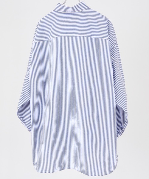 NULL（ヌル）の「【NULL】バルーンスリーブ ストライプ 長袖 ビッグシャツ（シャツ/ブラウス・メンズ・ブルー/グリーン/ブラック・MEDIUM/LARGE）」の10枚目の写真