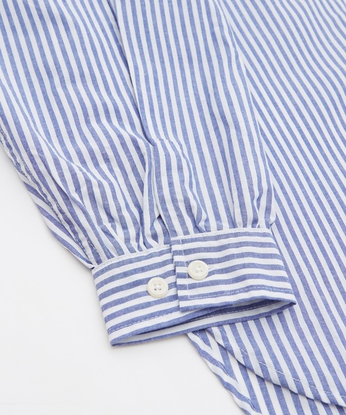 NULL（ヌル）の「【NULL】バルーンスリーブ ストライプ 長袖 ビッグシャツ（シャツ/ブラウス・メンズ・ブルー/グリーン/ブラック・MEDIUM/LARGE）」の17枚目の写真