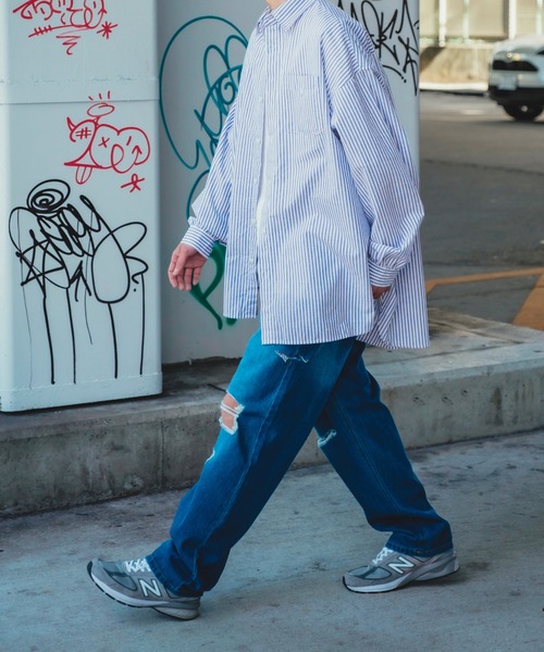 NULL（ヌル）の「【NULL】バルーンスリーブ ストライプ 長袖 ビッグ