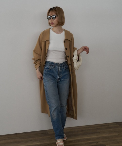 INSIIS(インシス)の「Aラインステンカラーコート(トレンチコート・レディース・ベージュ/アイボリー・フリー)」の19枚目の写真