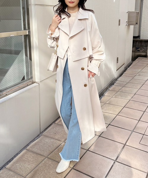 one after another NICE CLAUP(ワンアフターアナザーナイスクラップ)の「オトナ可愛く着こなす。マルチウェイトレンチコート(トレンチコート・レディース・アイボリー/ピンク/ベージュ・MEDIUM/LARGE)」の4枚目の写真