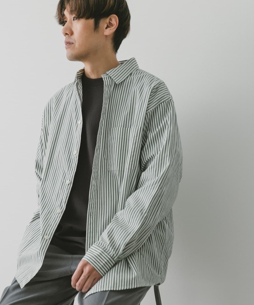 ストライプレギュラーカラーシャツ STEVEN ALAN シャツ 「Steven Alan」 CC ピケ ストライプ