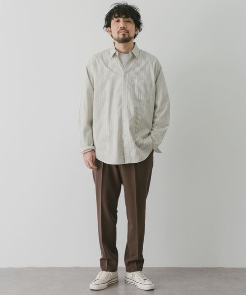 URBAN RESEARCH DOORS（アーバンリサーチドアーズ）の「ライトオックスストライプレギュラーカラーシャツ（シャツ/ブラウス・メンズ・グリーン系その他/ブルー系その他/ベージュ系その他/ブラウン系その他・MEDIUM/LARGE/SMALL）」の5枚目の写真