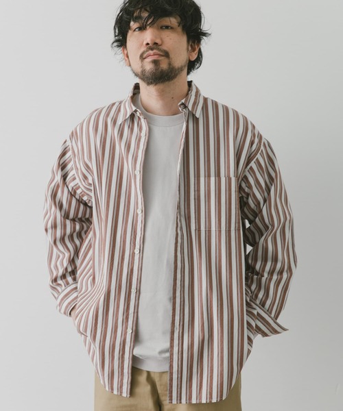 URBAN RESEARCH DOORS（アーバンリサーチドアーズ）の「ライトオックスストライプレギュラーカラーシャツ（シャツ/ブラウス・メンズ・グリーン系その他/ブルー系その他/ベージュ系その他/ブラウン系その他・MEDIUM/LARGE/SMALL）」の7枚目の写真