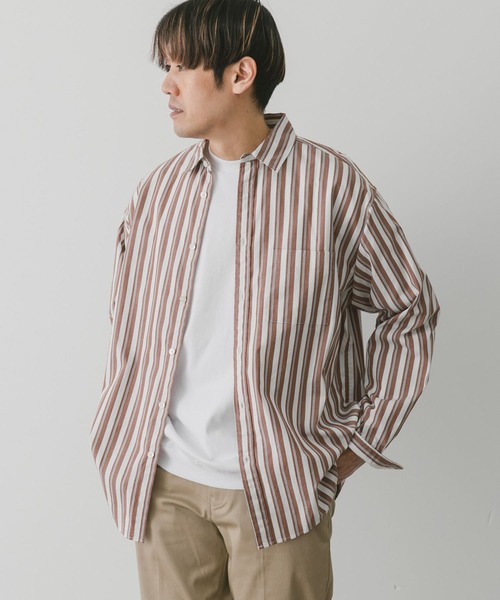 URBAN RESEARCH DOORS（アーバンリサーチドアーズ）の「ライトオックスストライプレギュラーカラーシャツ（シャツ/ブラウス・メンズ・グリーン系その他/ブルー系その他/ベージュ系その他/ブラウン系その他・MEDIUM/LARGE/SMALL）」の21枚目の写真