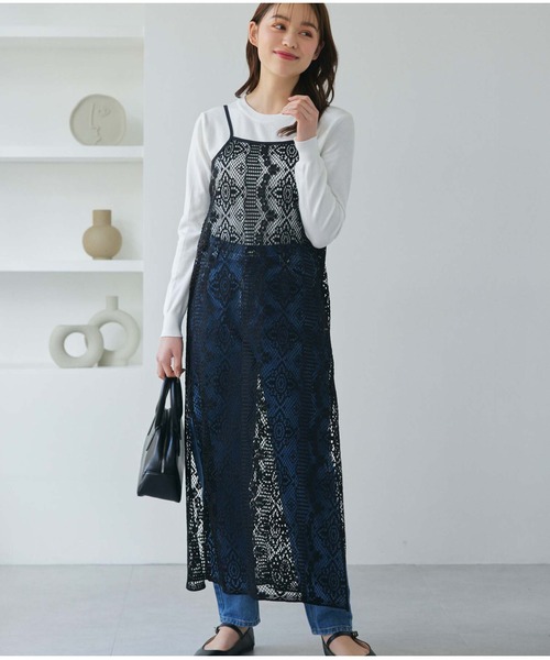 Edit Sheen（エディットシーン）の「カットレースキャミワンピース（ワンピース・レディース・ブラック/アイボリー・M）」の2枚目の写真