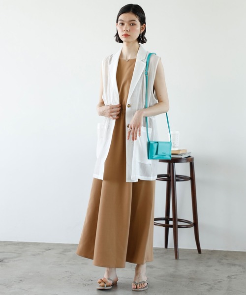 GeeRA（ジーラ）の「ウエストドロストシアーベスト（ベスト・レディース・ブラック/アイボリー/ライトグリーン・MEDIUM）」の7枚目の写真