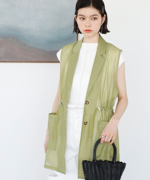 GeeRA（ジーラ）の「ウエストドロストシアーベスト（ベスト・レディース・ブラック/アイボリー/ライトグリーン・MEDIUM）」の14枚目の写真